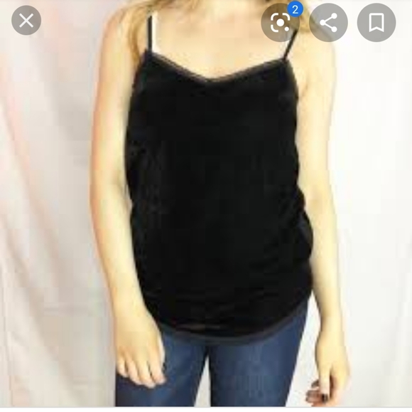 Black Velvet Tank Top Lace Trim Who What Wear L - Picture 7 of 8